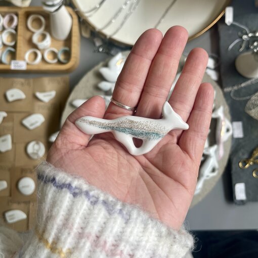 brož Liška zlato-tyrkysová